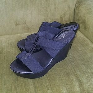Charles David black wedge sandals